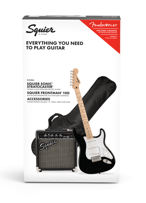 Squier Sonic Stratocaster Black Pack with Frontman 10g Amp and Gig Bag - Fair Deal Music