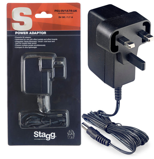 Stagg PSU-9V1A7R-UK Reverse Polarity 9-volt / 1.7 Amp AC Mains Adapter - Fair Deal Music