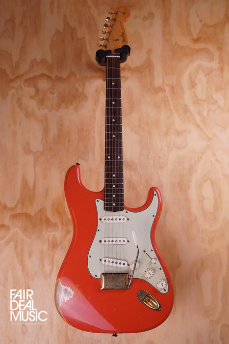 2000 Fender Custom Shop Stratocaster Relic in Fiesta Red with gold hardware, USED - Fair Deal Music