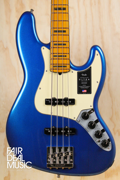 Fender American Ultra Jazz Bass Maple Fingerboard In Cobra Blue, Ex Display - Fair Deal Music