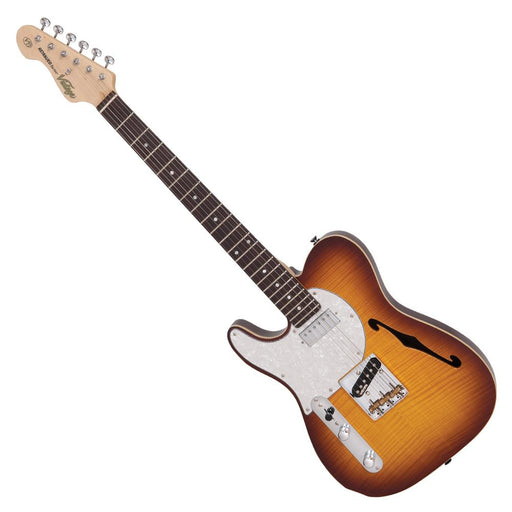 Vintage V72 ReIssued Custom Spec Electric Guitar ~ Left Hand Flamed Tobacco Burst - Fair Deal Music