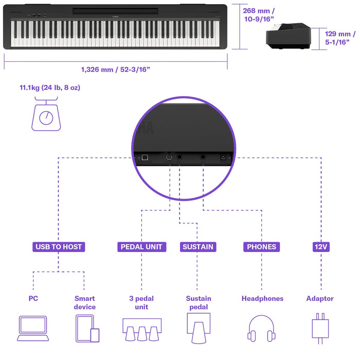 Yamaha P-145B Portable Digital Piano [Refurbished by Yamaha] - Fair Deal Music