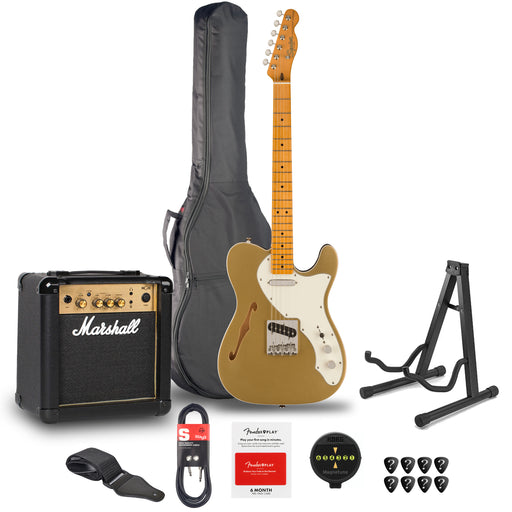 Squier Limited Edition Classic Vibe '60s Telecaster Thinline Aztec Gold, Bundle - Fair Deal Music