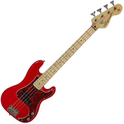 Vintage V30 Maple 7/8 Size Coaster Series Bass Guitar ~ Gloss Red - Fair Deal Music