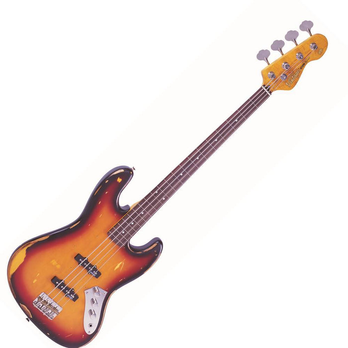 Vintage V74 ICON Fretless Bass ~ Sunset Sunburst - Fair Deal Music