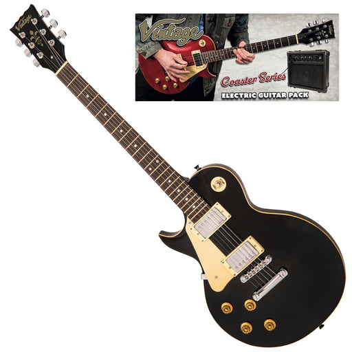 Vintage V10 Coaster Series Electric Guitar Pack ~ Left Hand Boulevard Black - Fair Deal Music