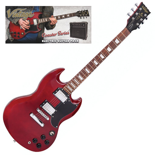 Vintage V69 Coaster Series Electric Guitar Pack ~ Cherry Red - Fair Deal Music