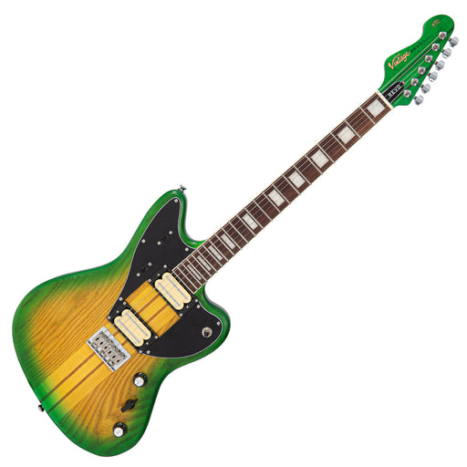 Vintage REVO Series 'Integra' Guitar ~ Green/Yellow Burst - Fair Deal Music