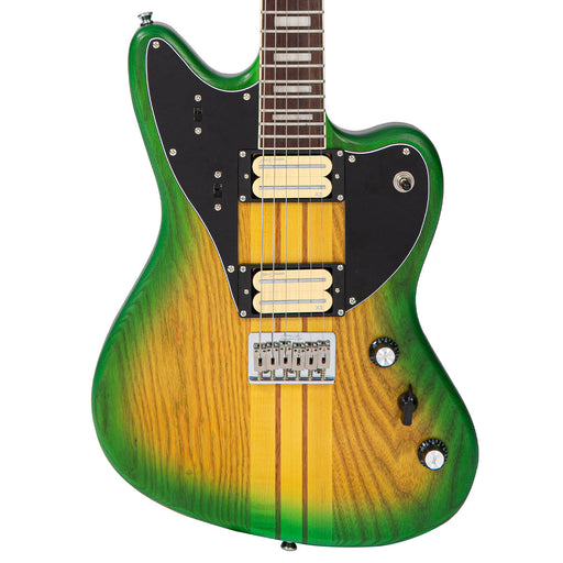 Vintage REVO Series 'Integra' Guitar ~ Green/Yellow Burst - Fair Deal Music