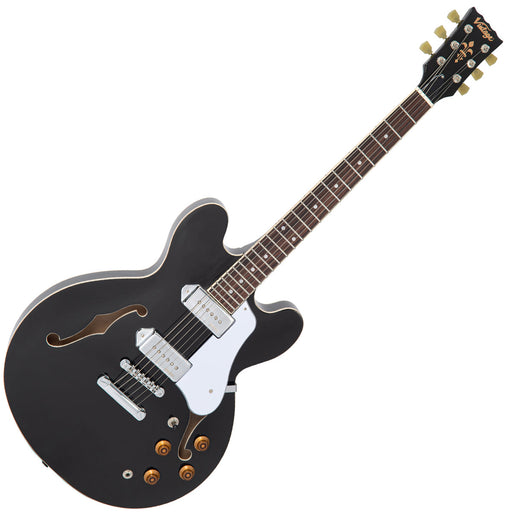 Vintage VSA500P ReIssued Semi Acoustic Guitar ~ Boulevard Black - Fair Deal Music