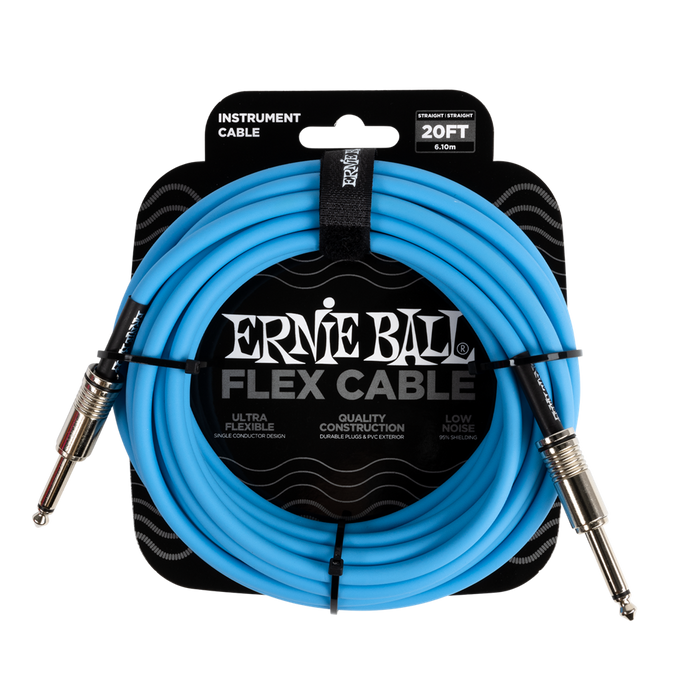 Ernie Ball Flex Instrument Cable 20ft, Blue - Fair Deal Music