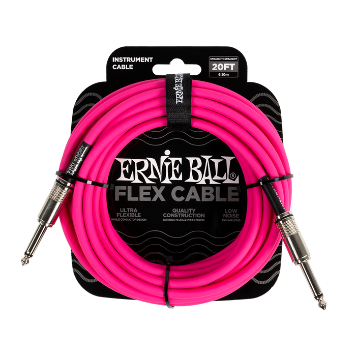 Ernie Ball Flex Instrument Cable 20ft, Pink - Fair Deal Music