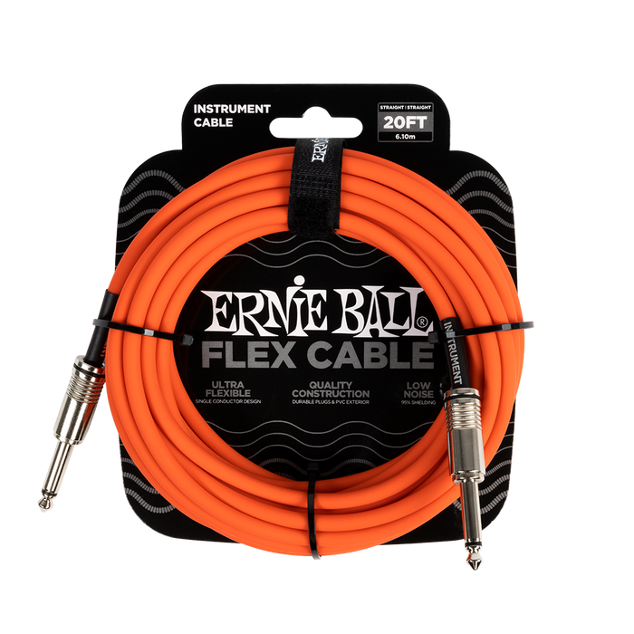 Ernie Ball Flex Instrument Cable 20ft, Orange - Fair Deal Music