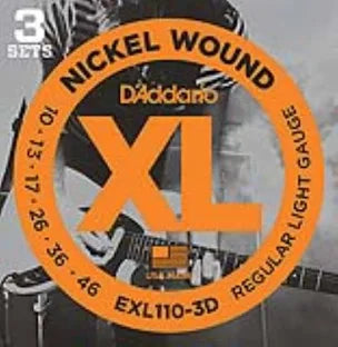 D'Addario EXL110-3D 10-46 Regular Light, XL Nickel Electric Guitar Strings 3-Pack - Fair Deal Music