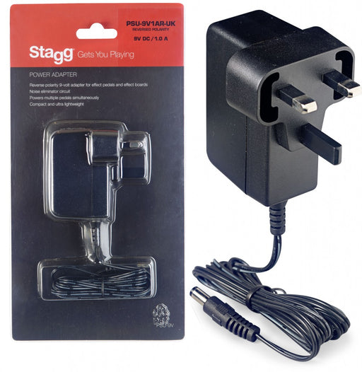 Stagg PSU-9V1AR-UK Reverse Polarity 9-volt / 1 Amp AC Mains Adapter - Fair Deal Music