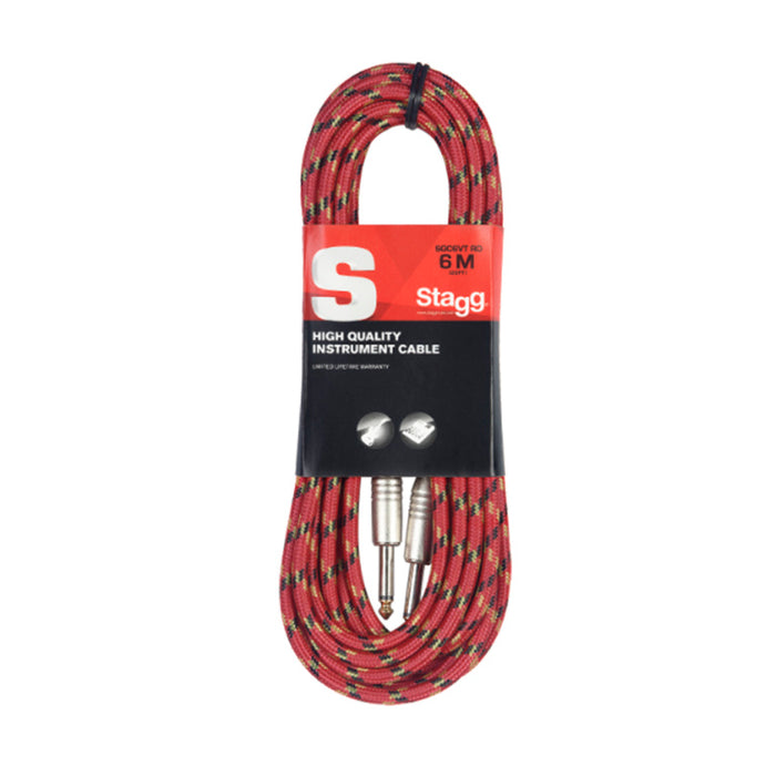 Stagg SGC6VT RD 6M/20FT Vintweed Cable-Red - Fair Deal Music